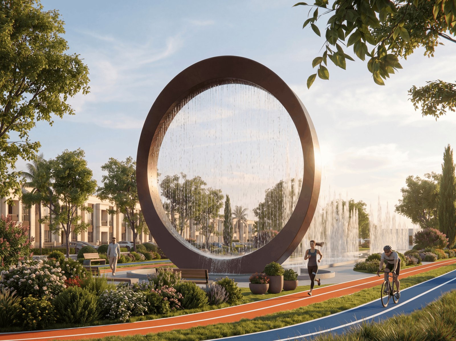 Fountain and jogging track